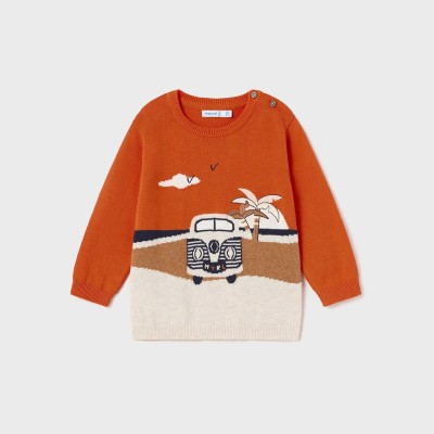 Mayoral Infant Orange Jersey Blouse with wolkswagen van