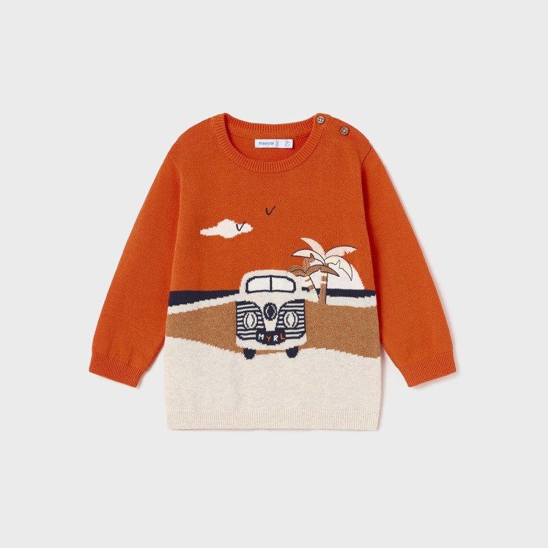 Mayoral Infant Orange Jersey Blouse with wolkswagen van