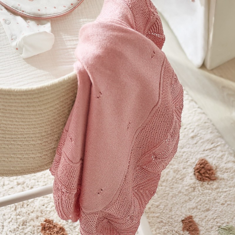 Mayoral Baby Pink Ruffle Shawl Blanket Mayoral Baby Pink Ruffle Shawl Blanket