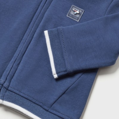 Mayoral Baby Blue Striped Hooded Jacket