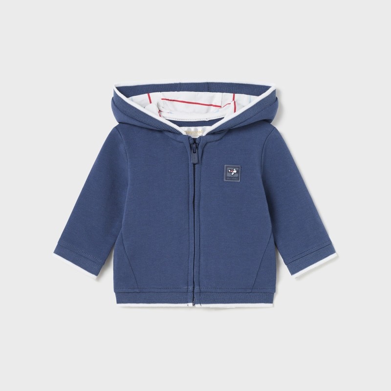 Mayoral Baby Blue Striped Hooded Jacket