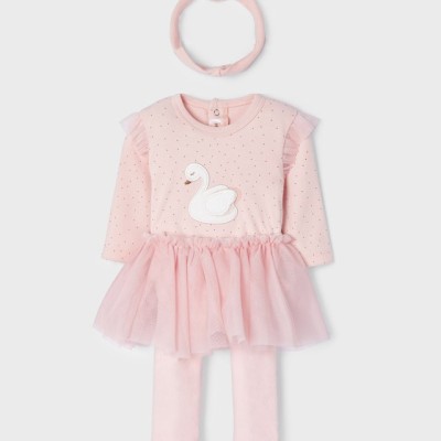 Mayoral Bρεφικό Κοριτσίστικο Σετ με Ροζ Τούλινη Φούστα