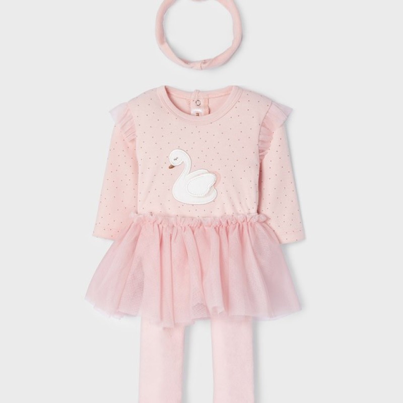 Mayoral Bρεφικό Κοριτσίστικο Σετ με Ροζ Τούλινη Φούστα