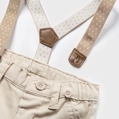 Mayoral Baby Beige Long Pants with Suspenders
