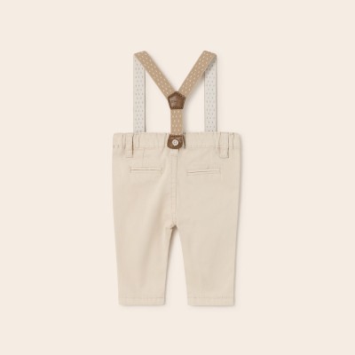 Mayoral Baby Beige Long Pants with Suspenders