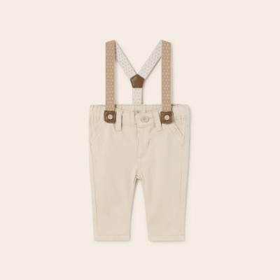 Mayoral Baby Beige Long Pants with Suspenders