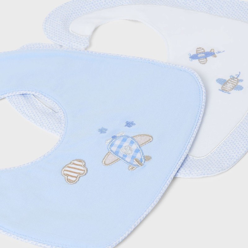 Mayoral Baby Set of 2 Bibs with Airplanes Mayoral Baby Set of 2 Bibs with Airplanes