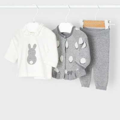 Mayoral Girl's Baby Set 3-piece knitted cotton ECOFRIENDS