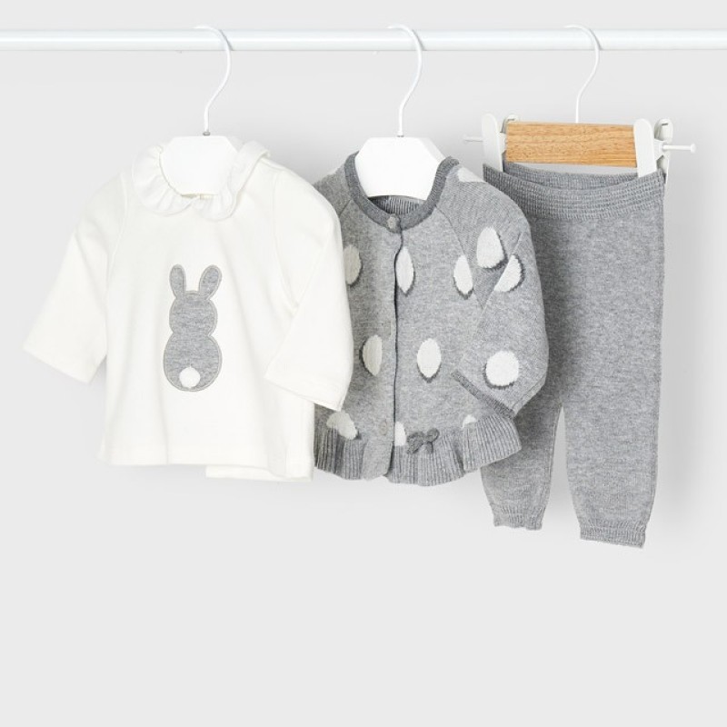 Mayoral Girl's Baby Set 3-piece knitted cotton ECOFRIENDS