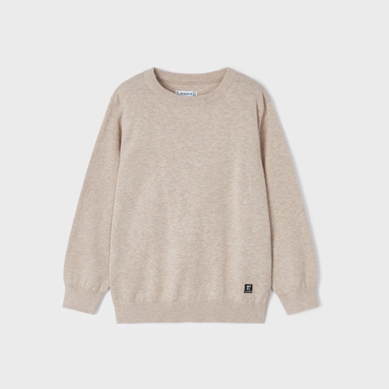 Mayoral Beige Children's Cotton Jersey Round Collar Blouse