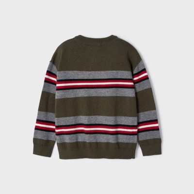 Mayoral Kids Boys Knitted Green Jersey Blouse with Colorful Stripes Mayoral Kids Boys Knitted Green Jersey Blouse with Colorful Stripes
