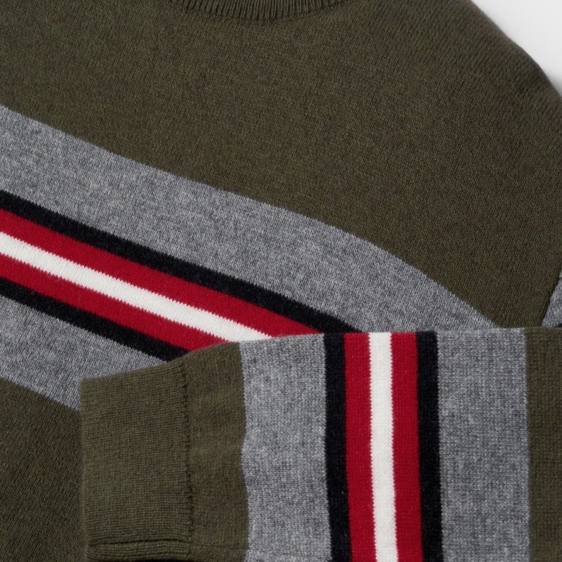 Mayoral Kids Boys Knitted Green Jersey Blouse with Colorful Stripes Mayoral Kids Boys Knitted Green Jersey Blouse with Colorful Stripes