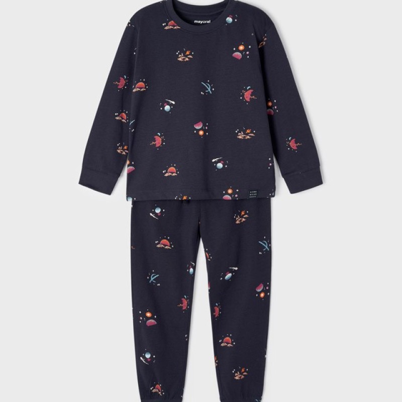 Mayoral Children's Blue Cotton Pajamas with Planets