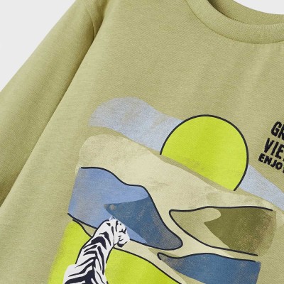 Mayoral Children's Shirt Green Boy with Tiger