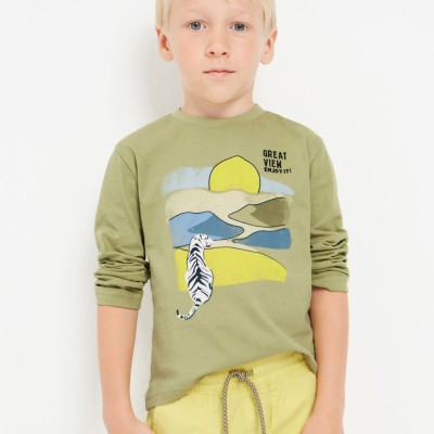 Mayoral Children's Shirt Green Boy with Tiger
