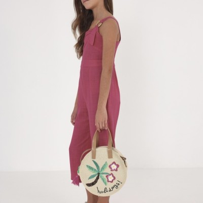 Mayoral Kids Embroidered Beige Bag