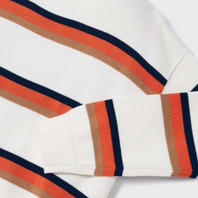 Mayoral Children's Jersey Blouse with Orange Stripes