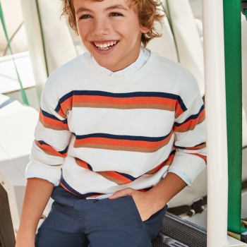 Mayoral Παιδική Ζέρσεΐ Μπλούζα με Πορτοκαλί Ρίγες