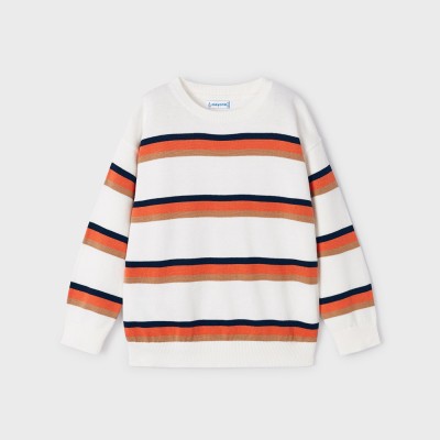Mayoral Children's Jersey Blouse with Orange Stripes