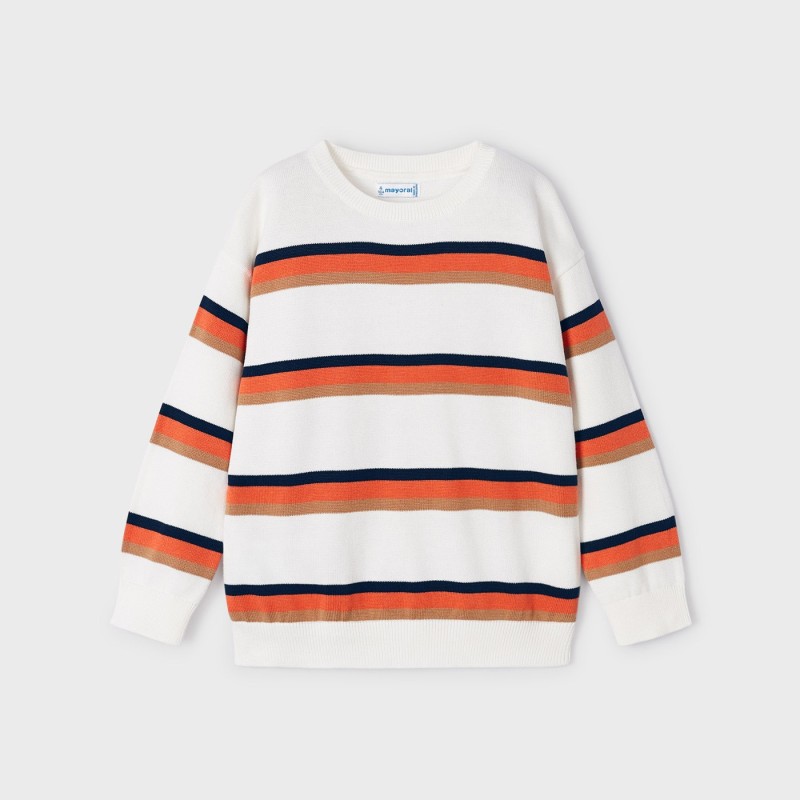 Mayoral Children's Jersey Blouse with Orange Stripes