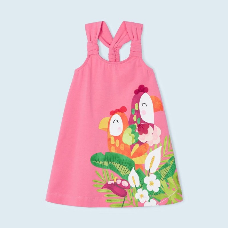 Mayoral Παιδικό Φόρεμα Με Παπαγάλους και Λουλούδια