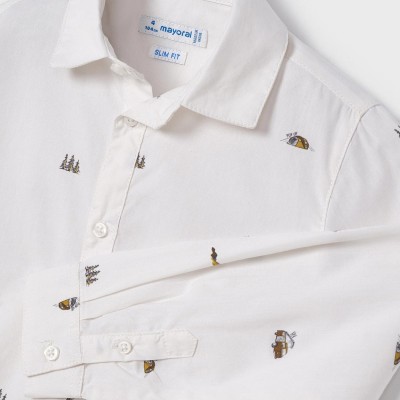 Mayoral Children's Shirt White with Fir Trees