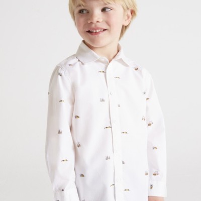 Mayoral Children's Shirt White with Fir Trees