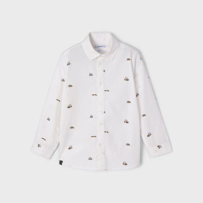 Mayoral Children's Shirt White with Fir Trees