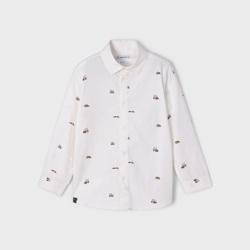 Mayoral Children's Shirt White with Fir Trees