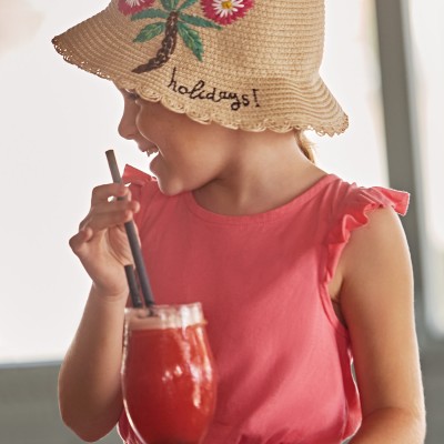 Mayoral Children's Straw Hat with Flowers