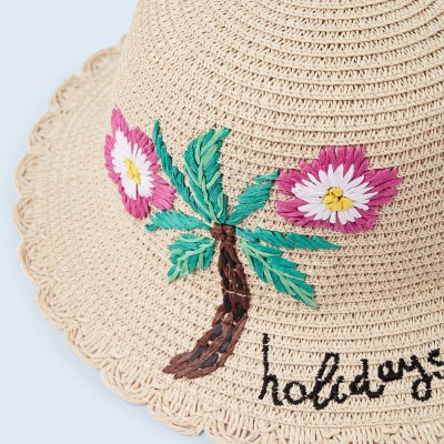 Mayoral Children's Straw Hat with Flowers
