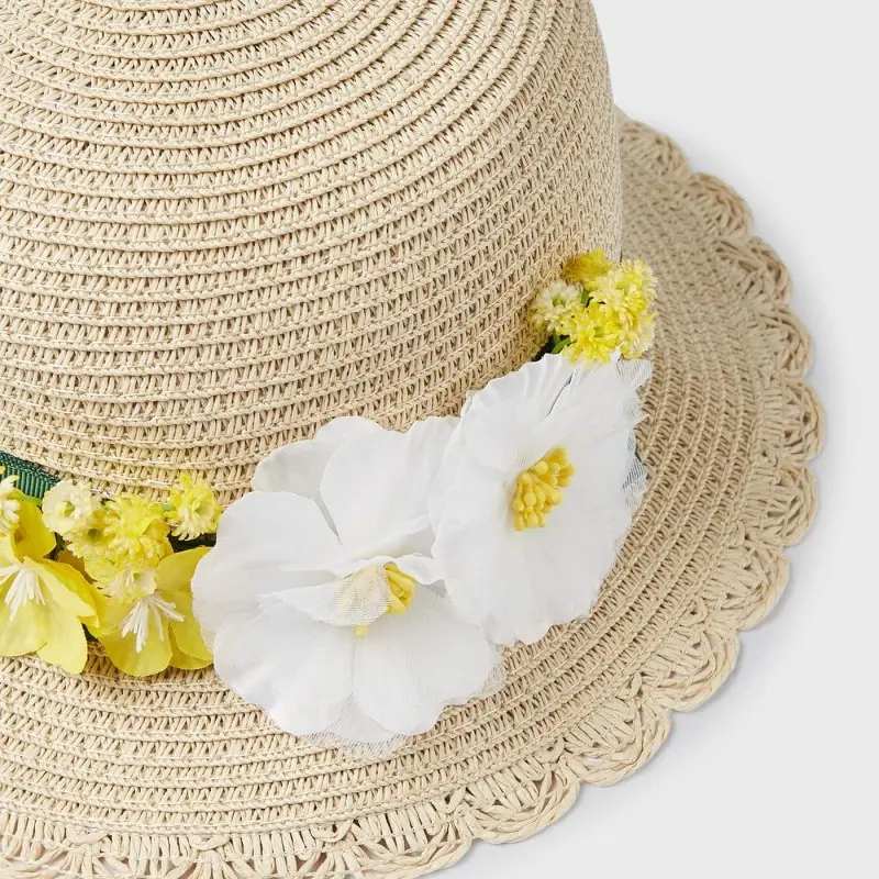 Mayoral Children's Straw Hat with Mimosa Flowers Mayoral Children's Straw Hat with Mimosa Flowers
