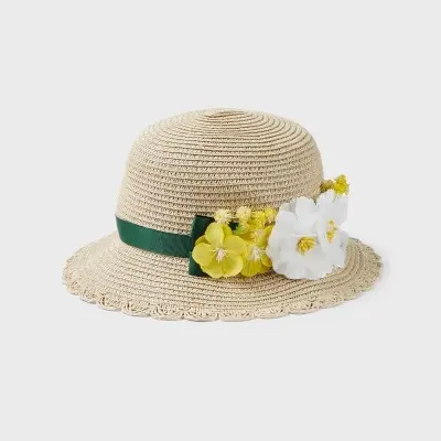 Mayoral Children's Straw Hat with Mimosa Flowers Mayoral Children's Straw Hat with Mimosa Flowers