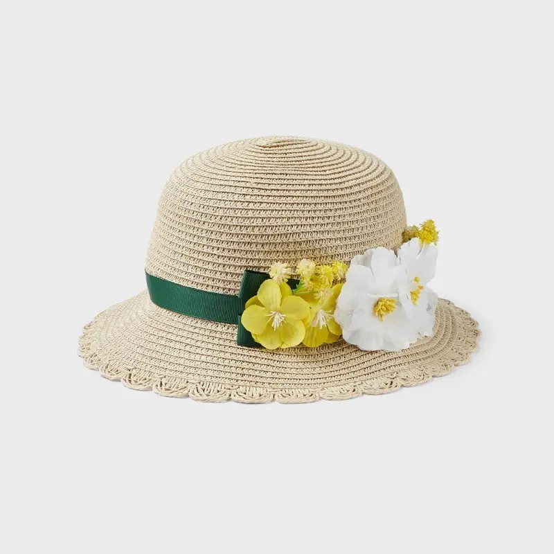 Mayoral Children's Straw Hat with Mimosa Flowers Mayoral Children's Straw Hat with Mimosa Flowers