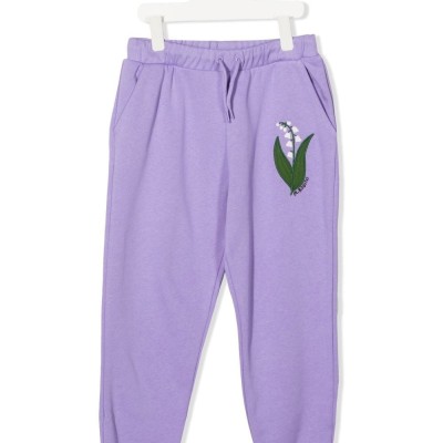 Mini Rodini Kids Purple Sweatpants with a Lily