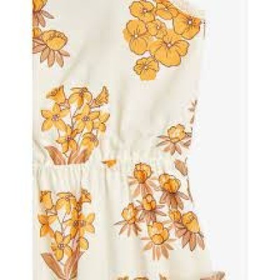 Mini Rodini Kids Wildflowers Woven Flounce Dress Beige