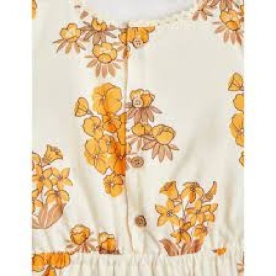 Mini Rodini Kids Wildflowers Woven Flounce Dress Beige