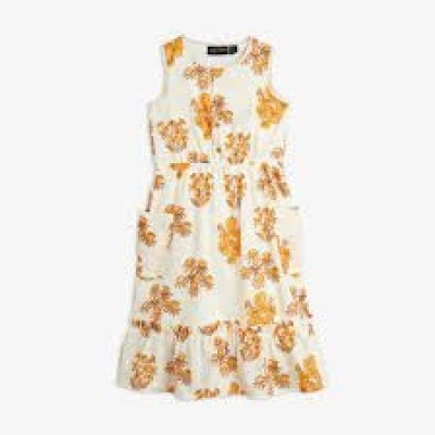 Mini Rodini Kids Wildflowers Woven Flounce Dress Beige