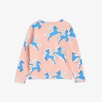 MiniRodini Παιδικό Μακρυμάνικο Βαμβακερό Ρόζ Μπλουζάκι με Άλογα MiniRodini Παιδικό Μακρυμάνικο Βαμβακερό Ρόζ Μπλουζάκι με Άλογα