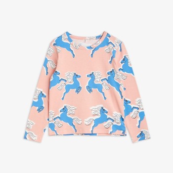 MiniRodini Παιδικό Μακρυμάνικο Βαμβακερό Ρόζ Μπλουζάκι με Άλογα MiniRodini Παιδικό Μακρυμάνικο Βαμβακερό Ρόζ Μπλουζάκι με Άλογα