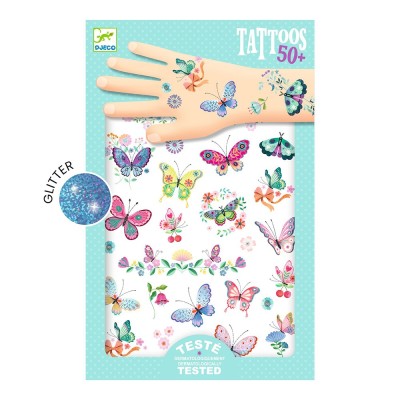 Children's Tattoos Butterflies with glitter Djeco