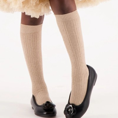 Children's Black Ballerinas With A Rose Angel Face