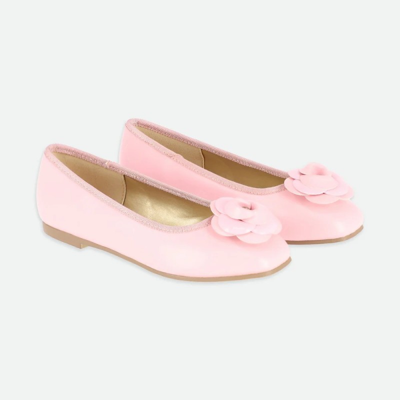 Children's Pink Ballerinas With A Rose Angel Face Children's Pink Ballerinas With A Rose Angel Face