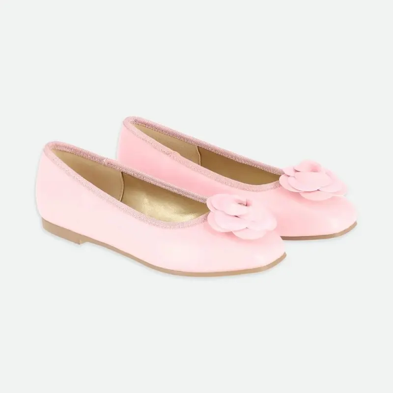 Children's Pink Ballerinas With A Rose Angel Face Children's Pink Ballerinas With A Rose Angel Face