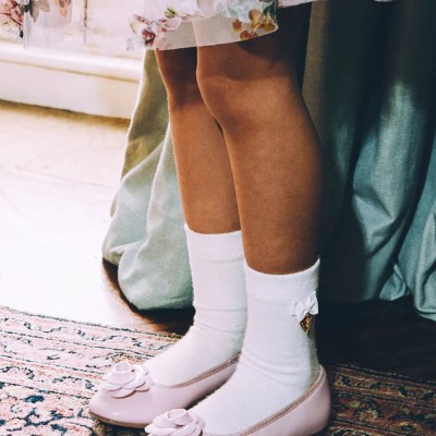 Children's Pink Ballerinas With A Rose Angel Face Children's Pink Ballerinas With A Rose Angel Face