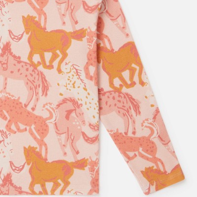 Kids Peach Pink Horse Print Turtleneck Top Stella McCartney