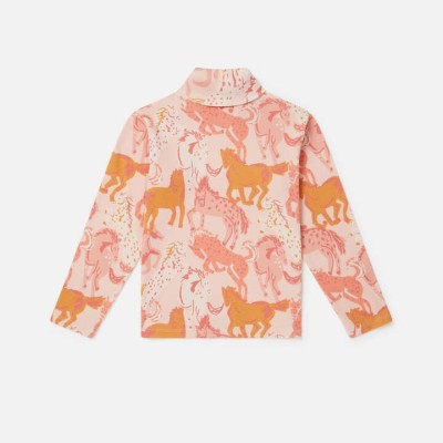 Kids Peach Pink Horse Print Turtleneck Top Stella McCartney