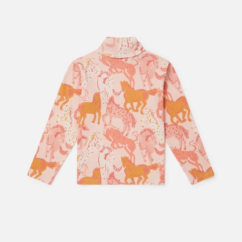 Kids Peach Pink Horse Print Turtleneck Top Stella McCartney Kids Peach Pink Horse Print Turtleneck Top Stella McCartney