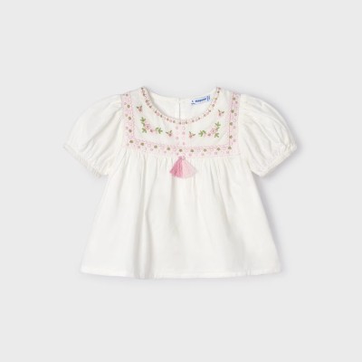Children's Ecru Shirt With Flowers Mayoral Children's Ecru Shirt With Flowers Mayoral