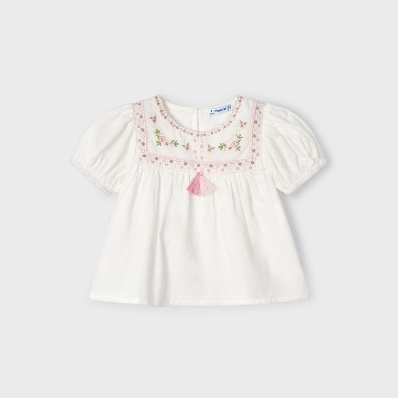 Children's Ecru Shirt With Flowers Mayoral Children's Ecru Shirt With Flowers Mayoral